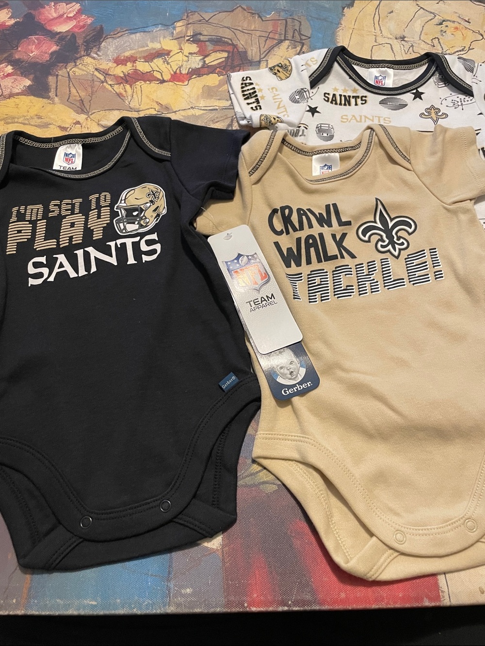 3 New Orleans Saints NFL x Gerber Onesies